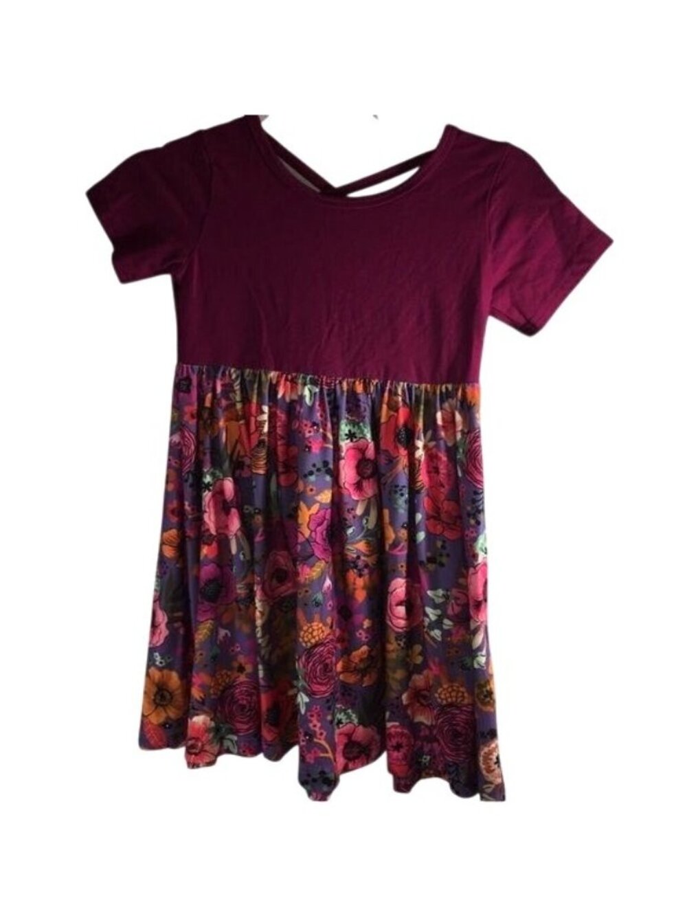 Girls Dress Purple Multicolored Floral Size 7-8